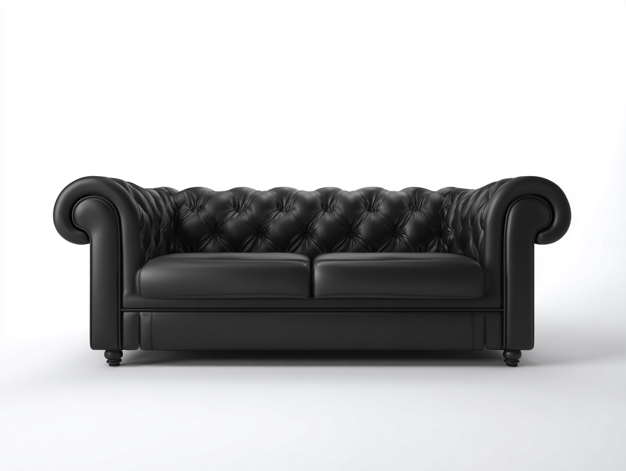 2 Seater Sofa Genuine Leather Upholstery Classic Chesterfield Style 195x90x75 cm - Black - Elegant Living Room Design-Bamboogetio