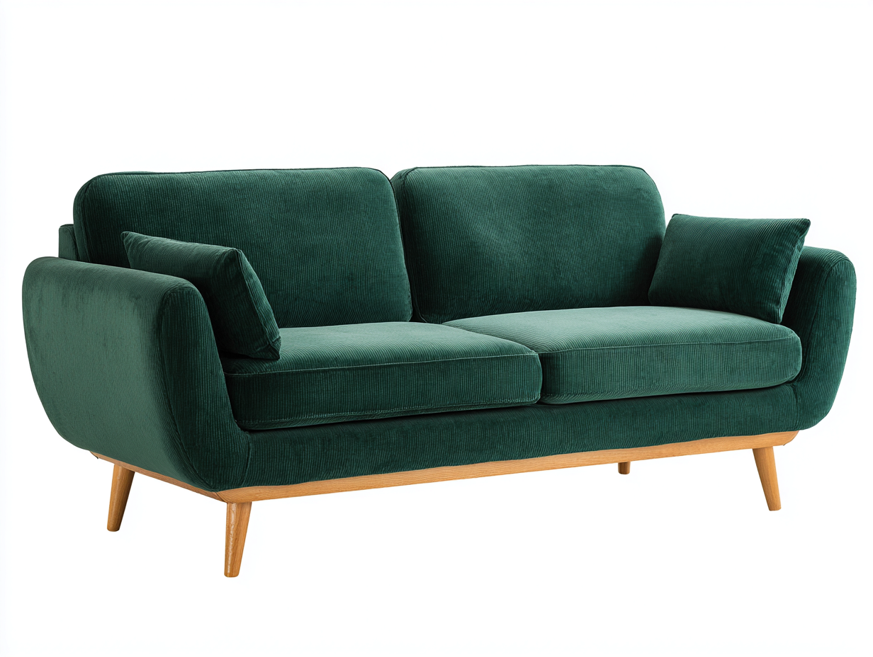 2 Seater Sofa fabric upholstered 170x88x85 cm - dark green - modern living room seating-Bamboogetio