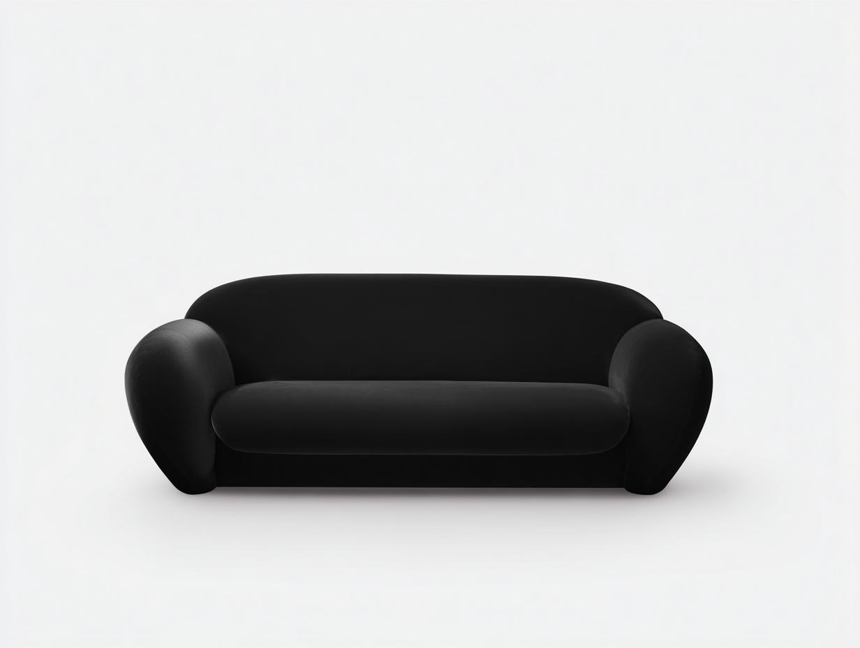 2 Seater Sofa fabric upholstery 180x90x75 cm - black - contemporary curved seating design-Bamboogetio