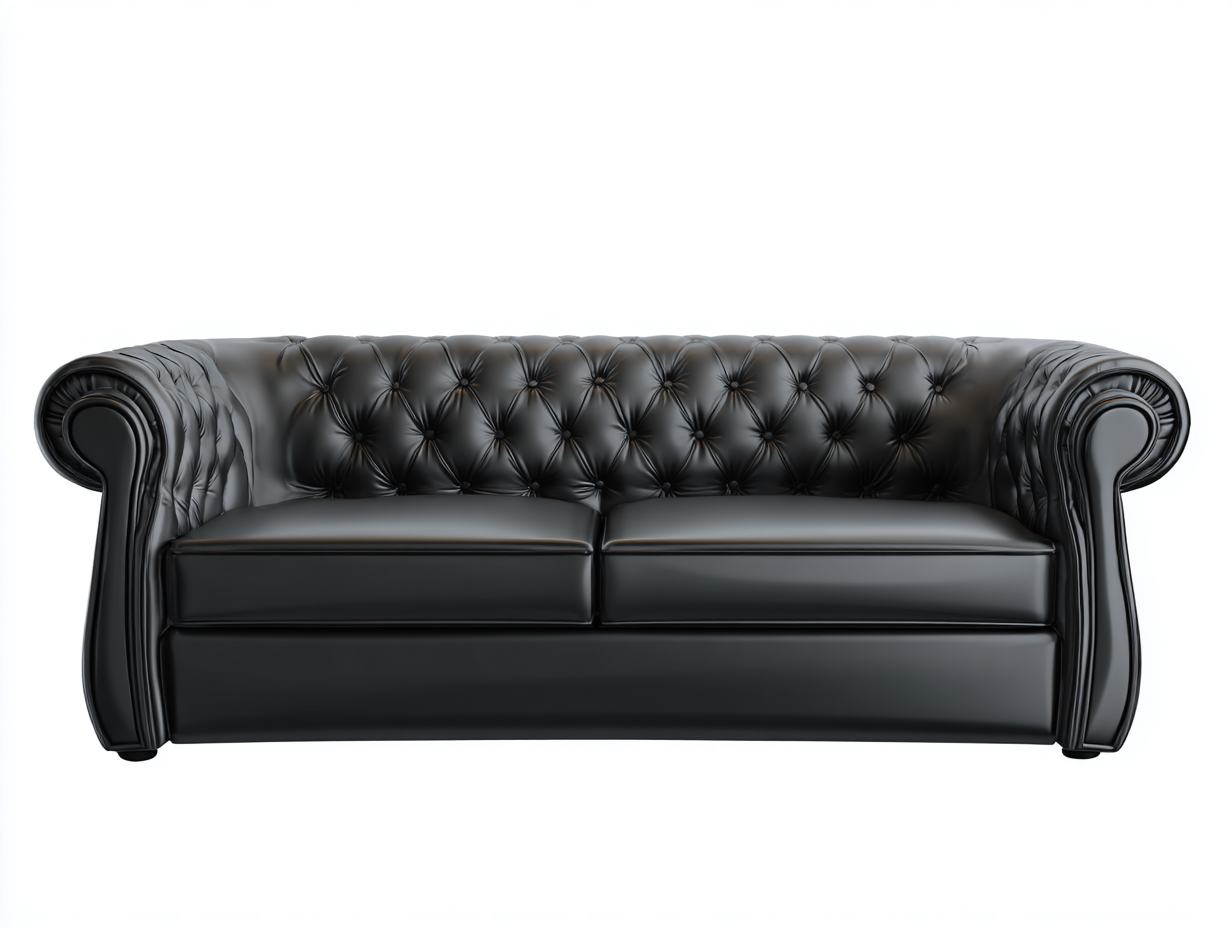 2 Seater Sofa Leather Upholstery 200x95x85 cm - Black - Classic Living Room Seating-Bamboogetio