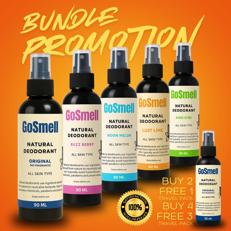 Spray Deodoran Semula Jadi GOSMELL Untuk Hilang Bau Ketiak Badan dan Kaki, 90ML go smell deodorant natural semburan deodarant