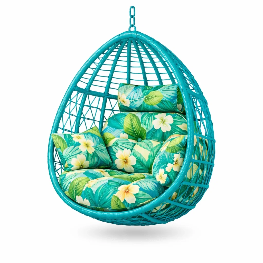 Hanging Egg Chair with Cushion C Turquoise-modapave