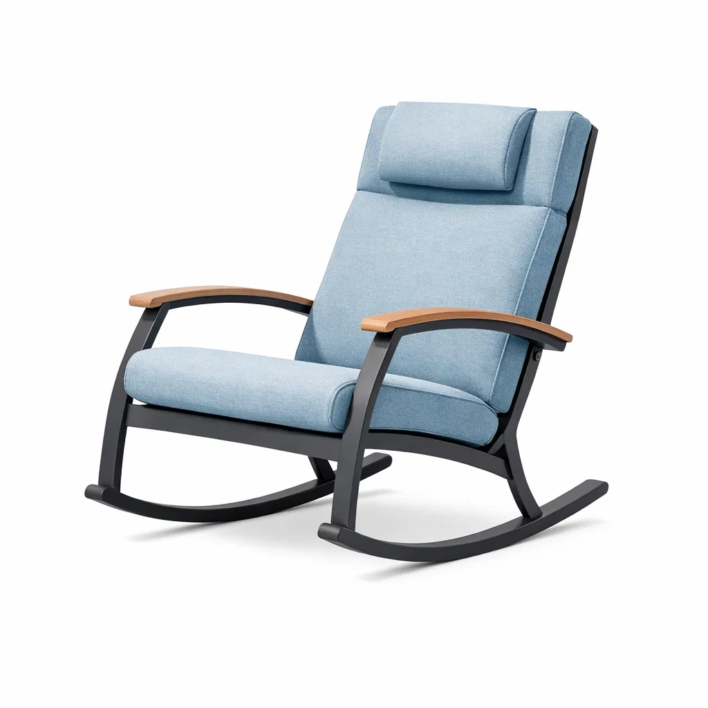 Modern Rocking Lounge Chair with Cushion C Light Blue-modapave