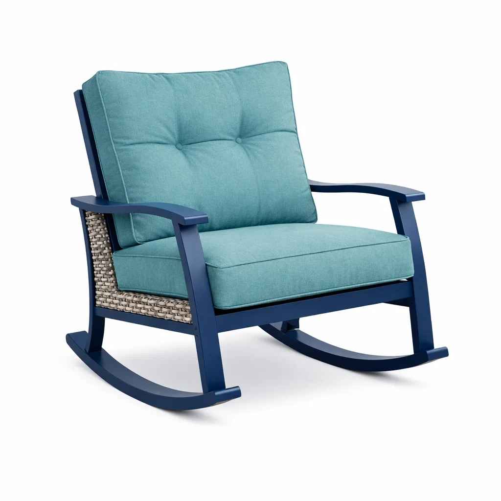 Outdoor Rocking Lounge Chair with Cushion C Teal-modapave