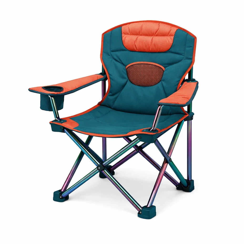 Foldable Camping Chair with Armrests C Teal-pinepylon