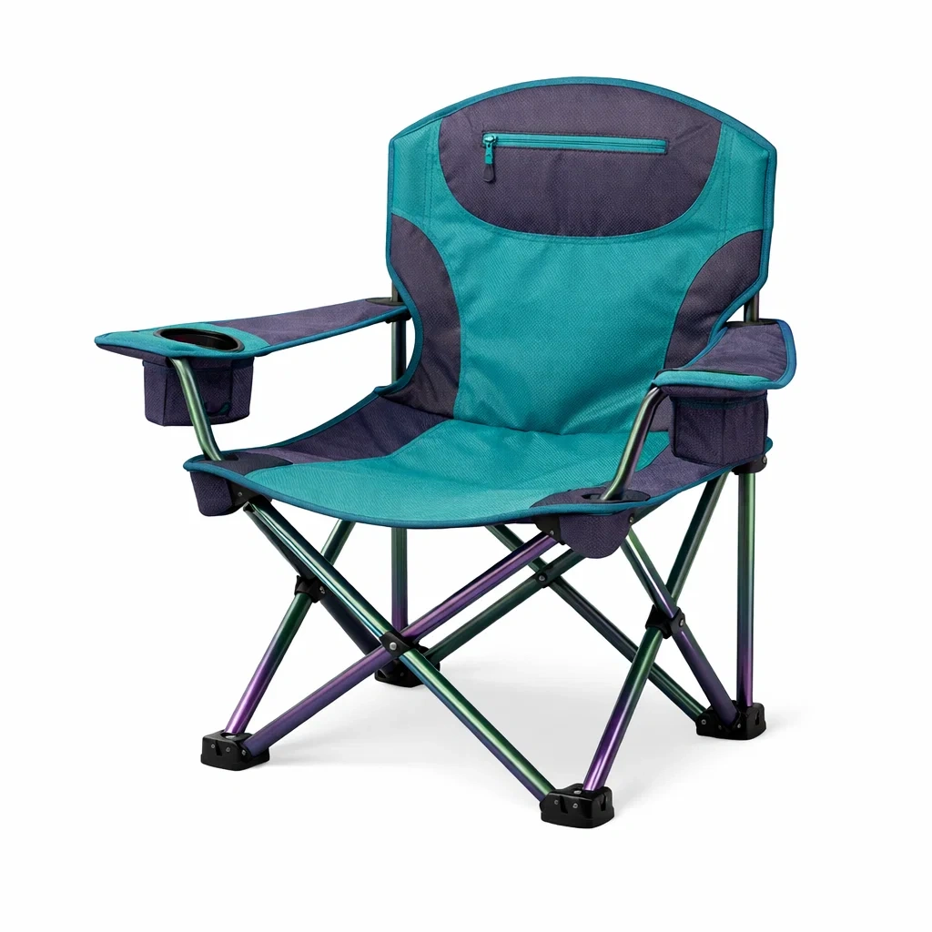 Foldable Camping Chair with Storage Pocket C Teal-pinepylon