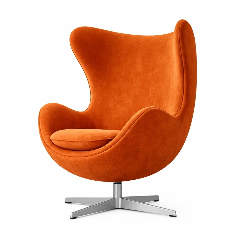 Egg Lounge Chair Orange Velvet-easeenvoy