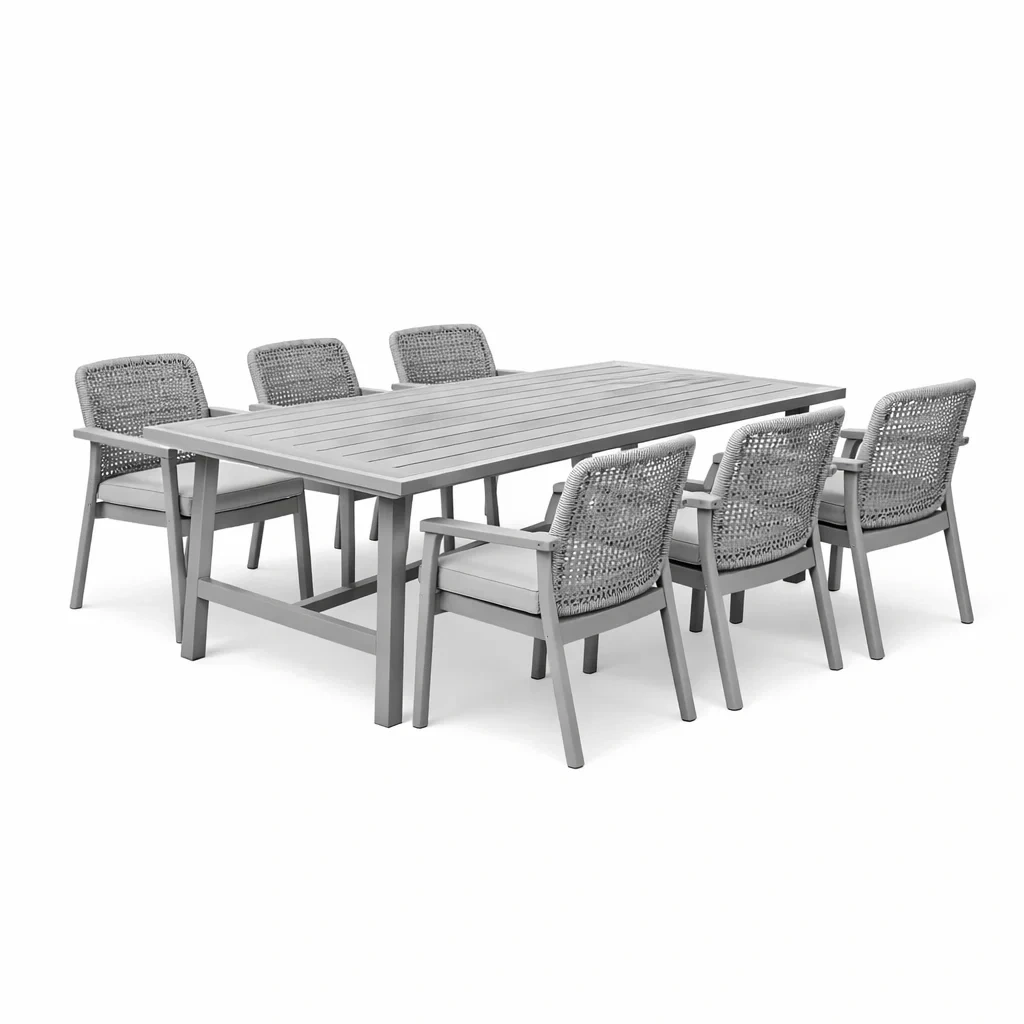 9-Piece Outdoor Dining Setting-Grey-easeenvoy