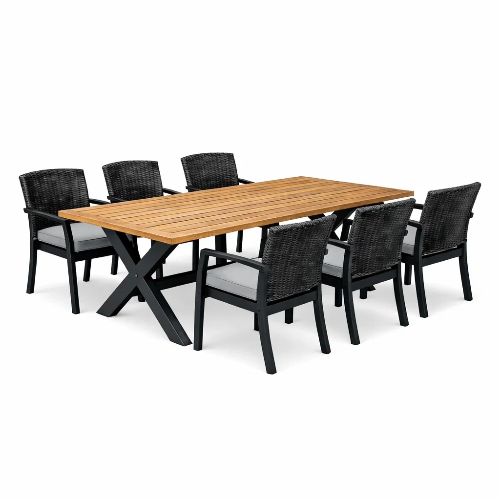 9-Piece Outdoor Dining Setting-Black-easeenvoy