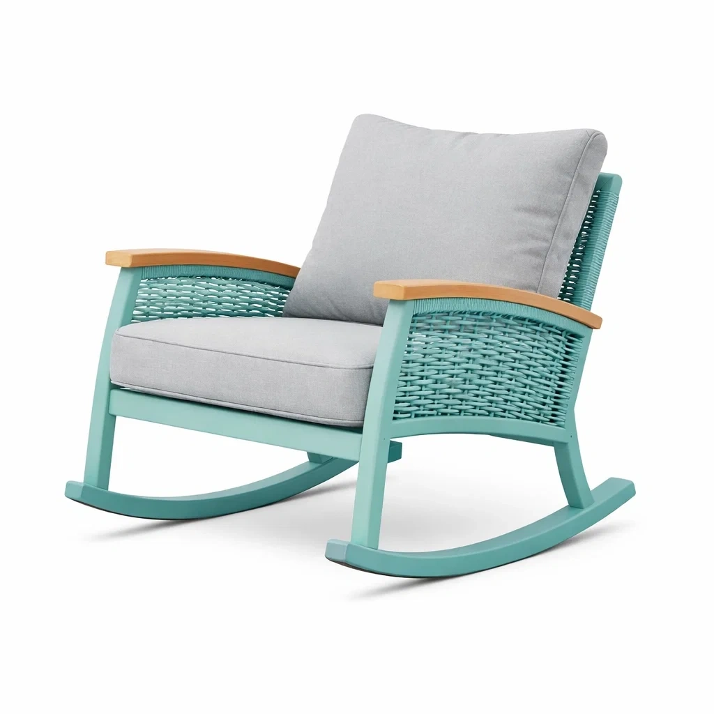 Outdoor Rocking Chair with Cushion-Mint Green-easeenvoy