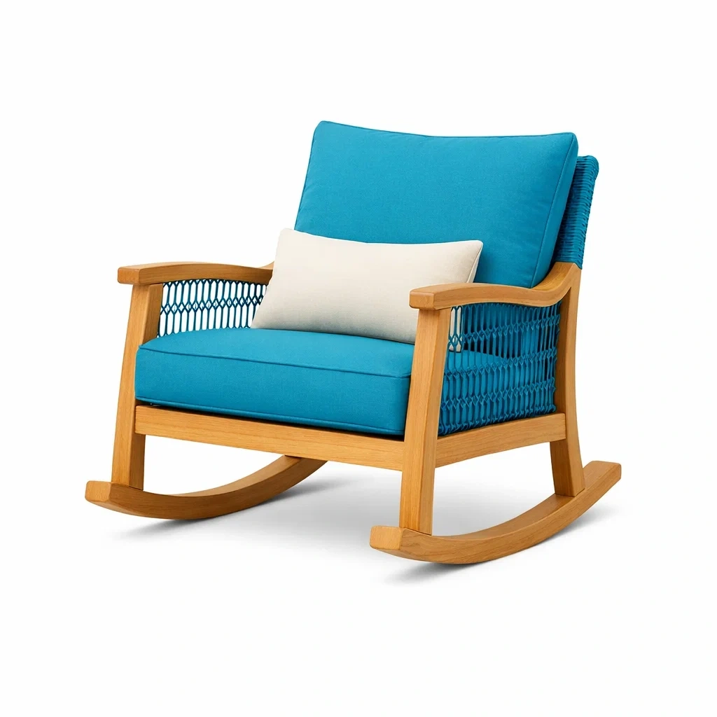 Outdoor Rocking Chair with Cushion-Blue-easeenvoy
