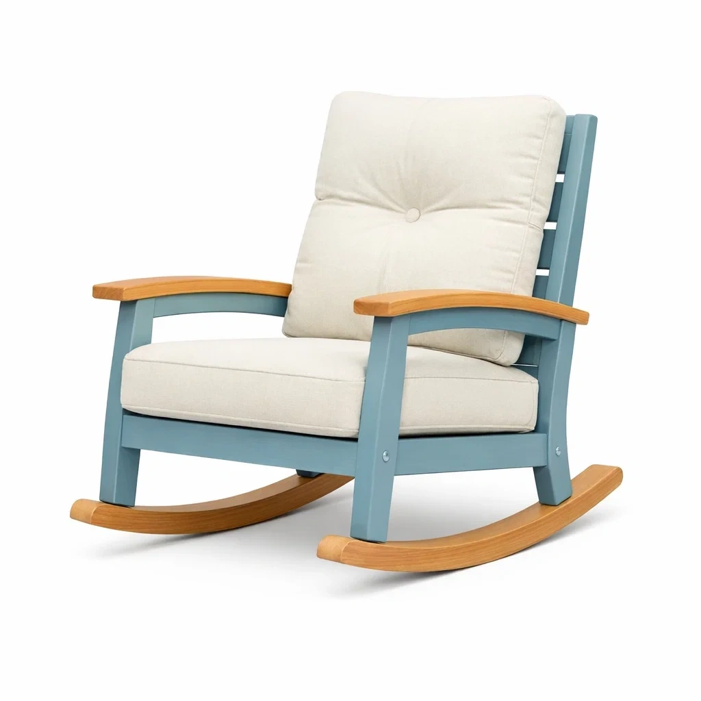 Outdoor Rocking Chair with Cushion-Teal Blue-easeenvoy