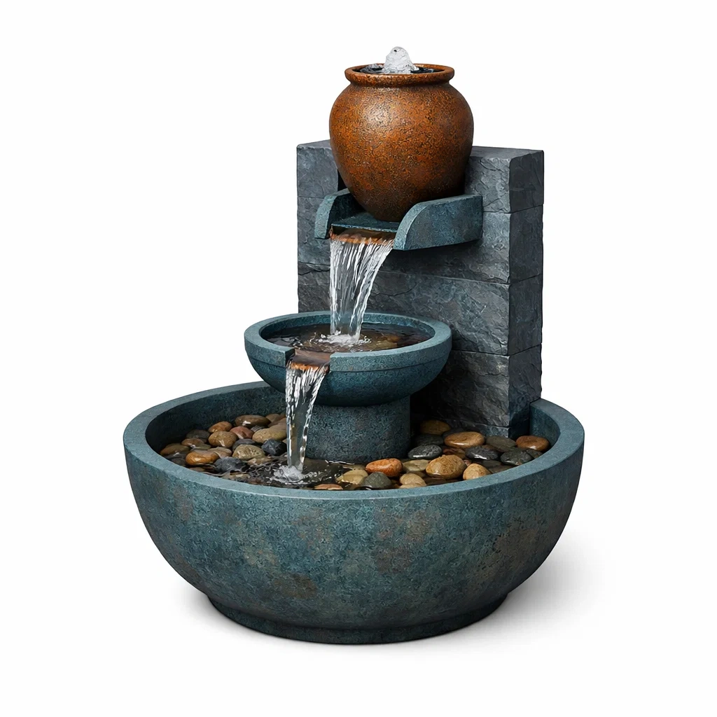 Rustic Urn and Basin Water Fountain-furnifont