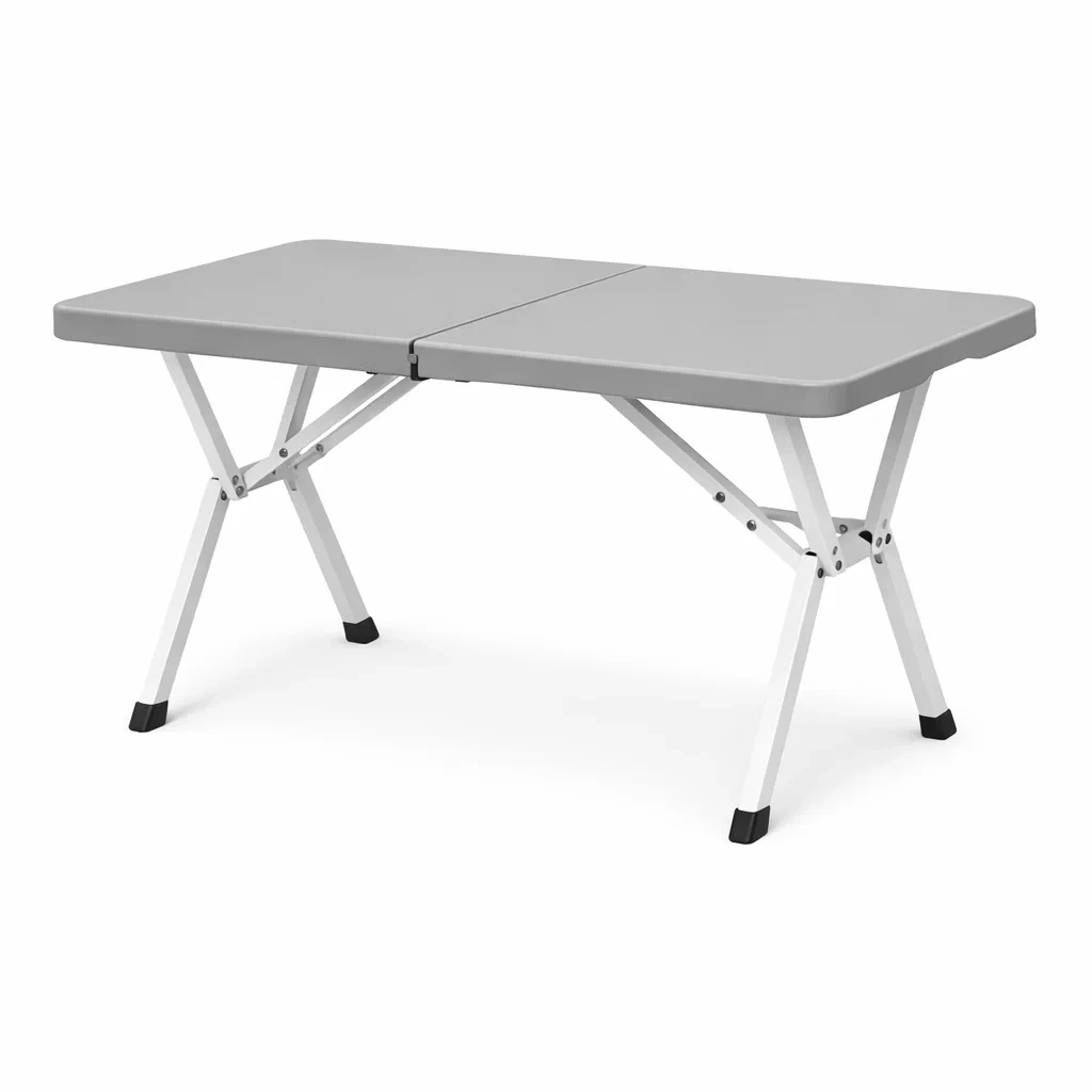 Compact Foldable Table-Light Grey-furnifont