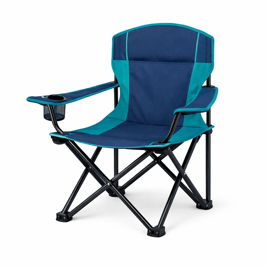 Outdoor Folding Camp Chair with Cup Holder-Teal Blue-furnifont