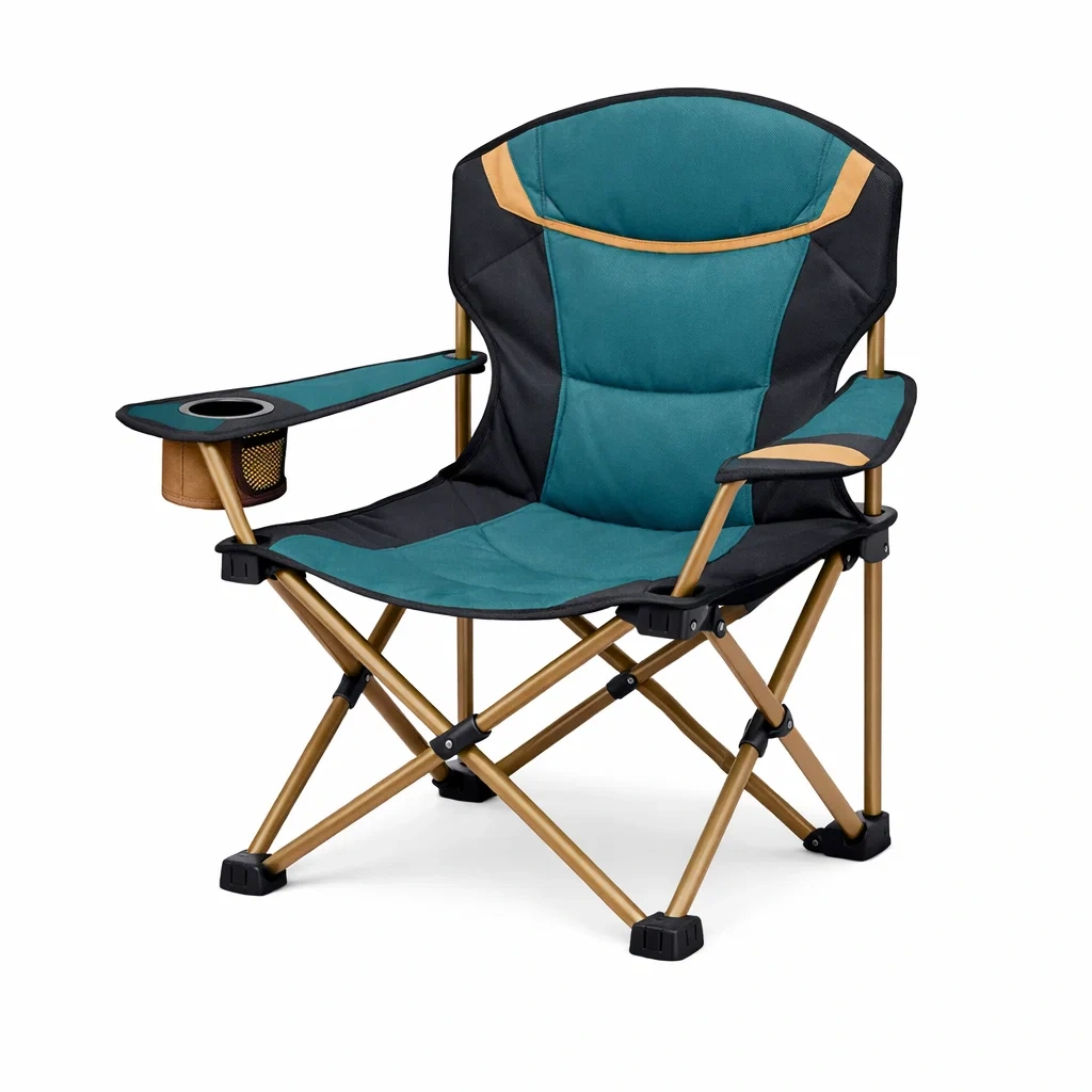 Heavy Duty Padded Camping Chair-Teal Black-furnifont