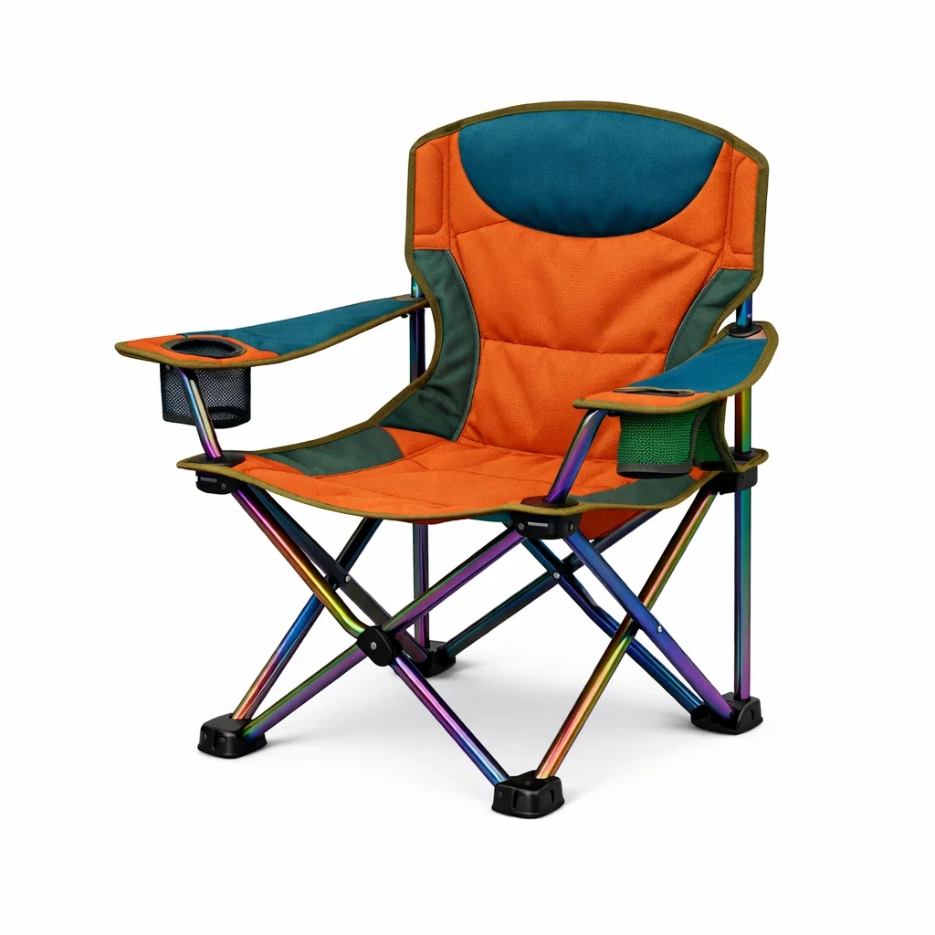 Compact Folding Outdoor Chair-Orange-furnifont