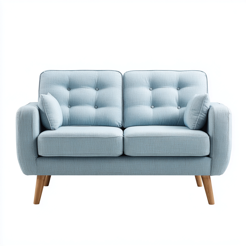 2 Seater Sofa Fabric Upholstered 150x85x85 cm - Light Blue - Modern Living Room Design-Havengetshop