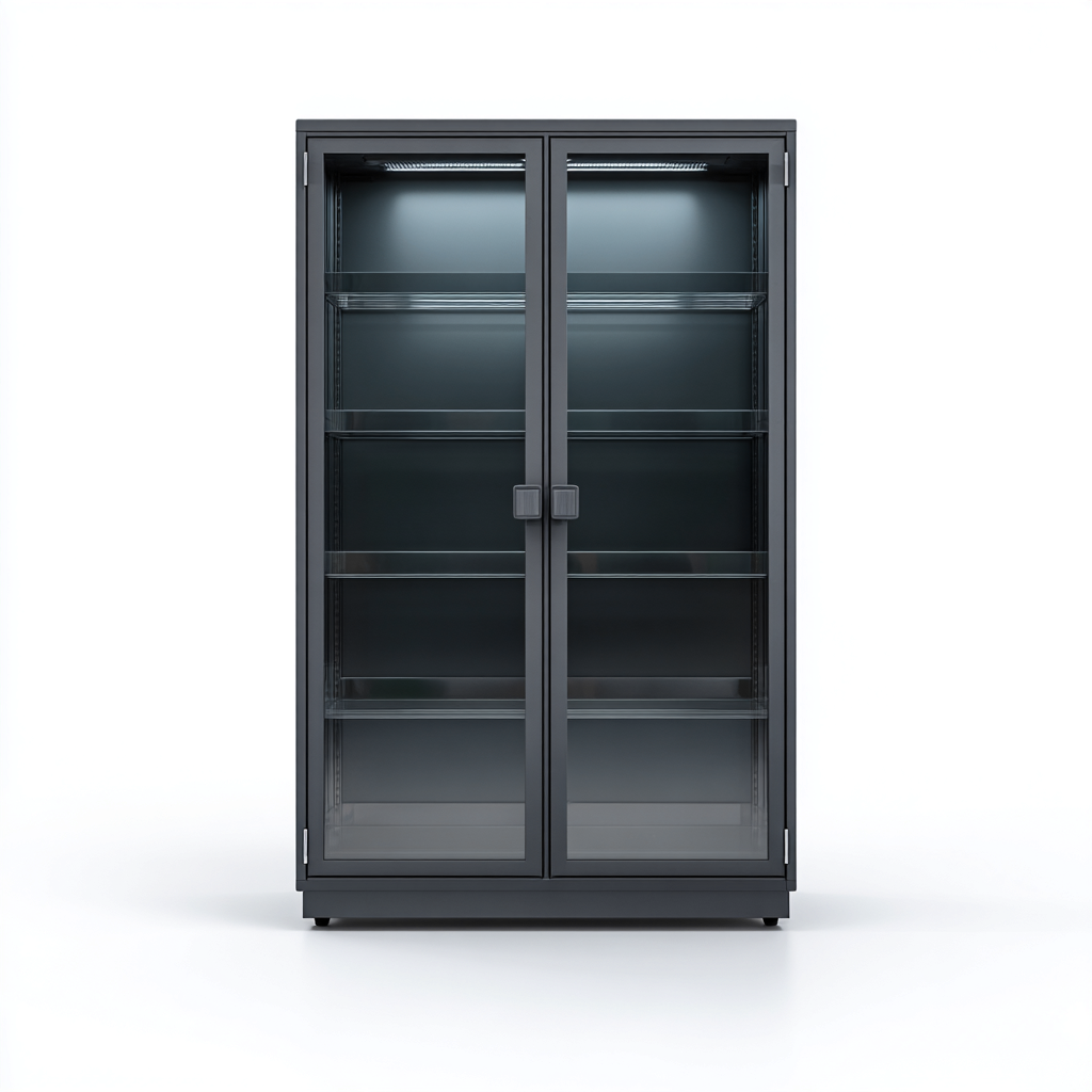 Display Cabinet metal frame glass doors 90x45x190 cm - black - modern interior design-Havengetshop