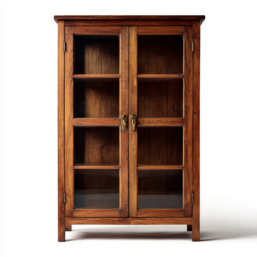 Display Cabinets Solid Wood Glass Doors 85x38x170 cm - Brown - Classic Storage Display-Havengetshop
