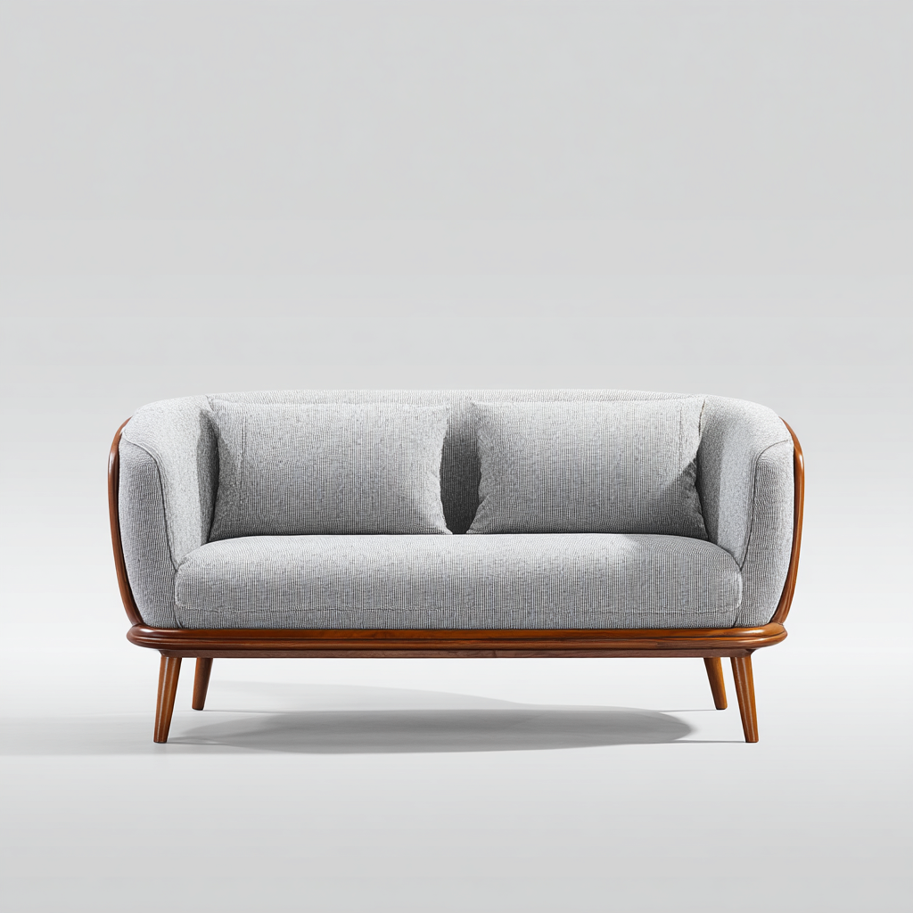 2 Seater Sofa fabric upholstery wooden base 155x88x82 cm - light grey - modern living room design-Havengetshop