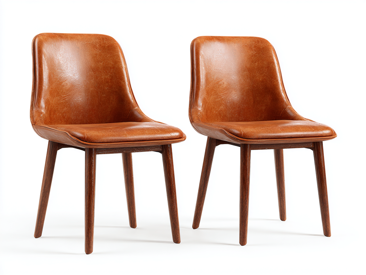 Dining Chair leather seat wooden legs 52x54x82 cm - brown - modern dining design-Sofagoio