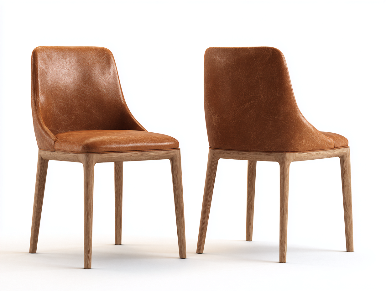 Dining Chair leather upholstered solid wood 50x55x82 cm - brown - modern dining seating-Sofagoio