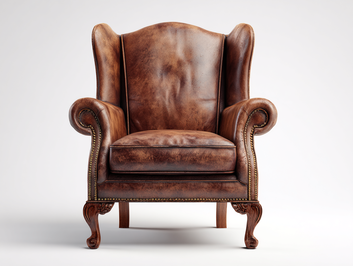 Wingback Armchair leather upholstered lounge chair 85x90x105 cm - brown - classic vintage design-Sofagoio