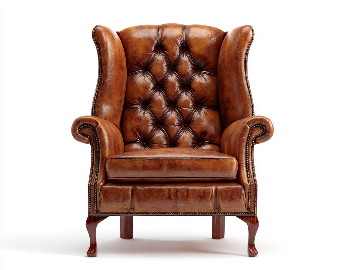 Wingback Armchair Tufted Leather 88x92x112 cm - Cognac Brown - Classic Design-Sofagoio
