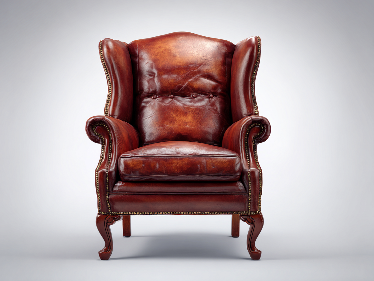 Wingback Armchair leather upholstery wooden legs 78x85x110 cm - brown - classic wingback seating-Sofagoio