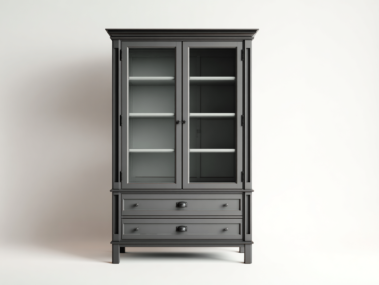 Display Cabinet glass door storage cabinet 90x45x190 cm - grey - classic display design-Sofagoio