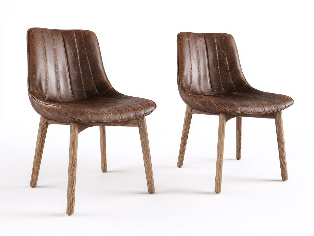 Dining Chair upholstered wooden dining chair set of 2 48x56x82 cm - dark brown - vintage modern dining design-Sofagoio