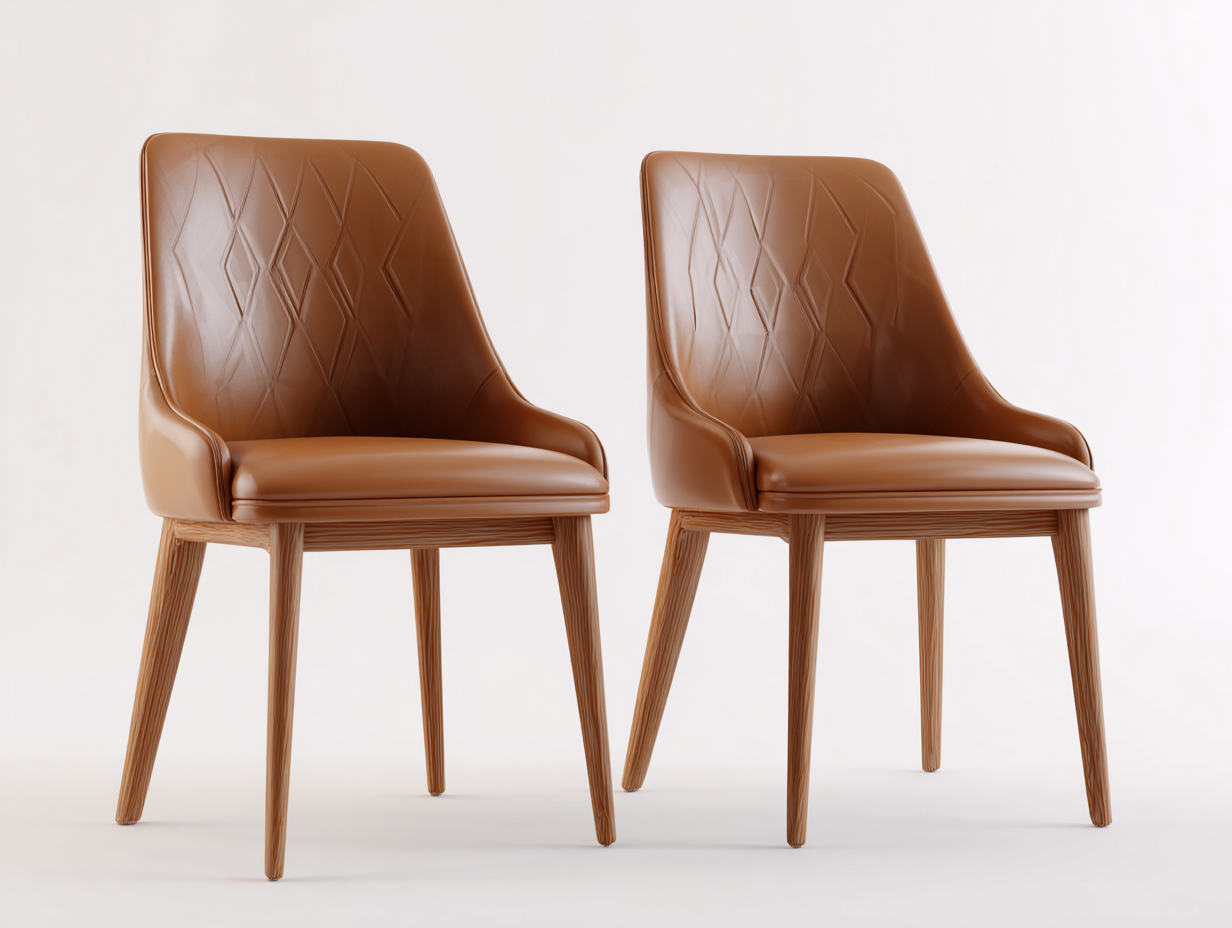 Dining Chair Upholstered Leather 56x60x83 cm - Brown - Wooden Legs-Sofagoio