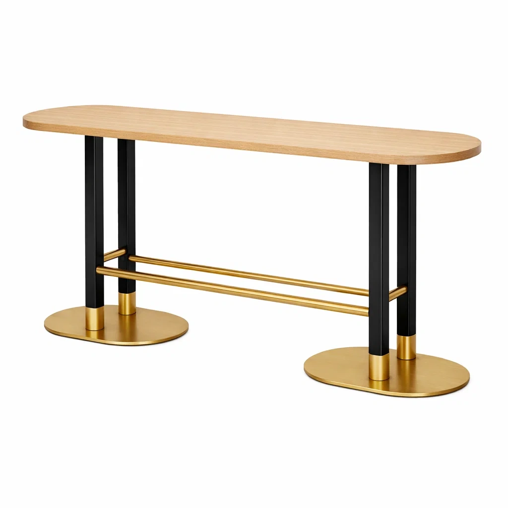 Modern Bar Table with Metal Base-formfocal