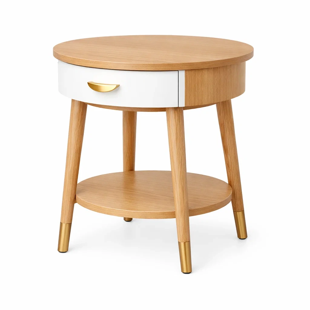 Round Side Table with Drawer-formfocal