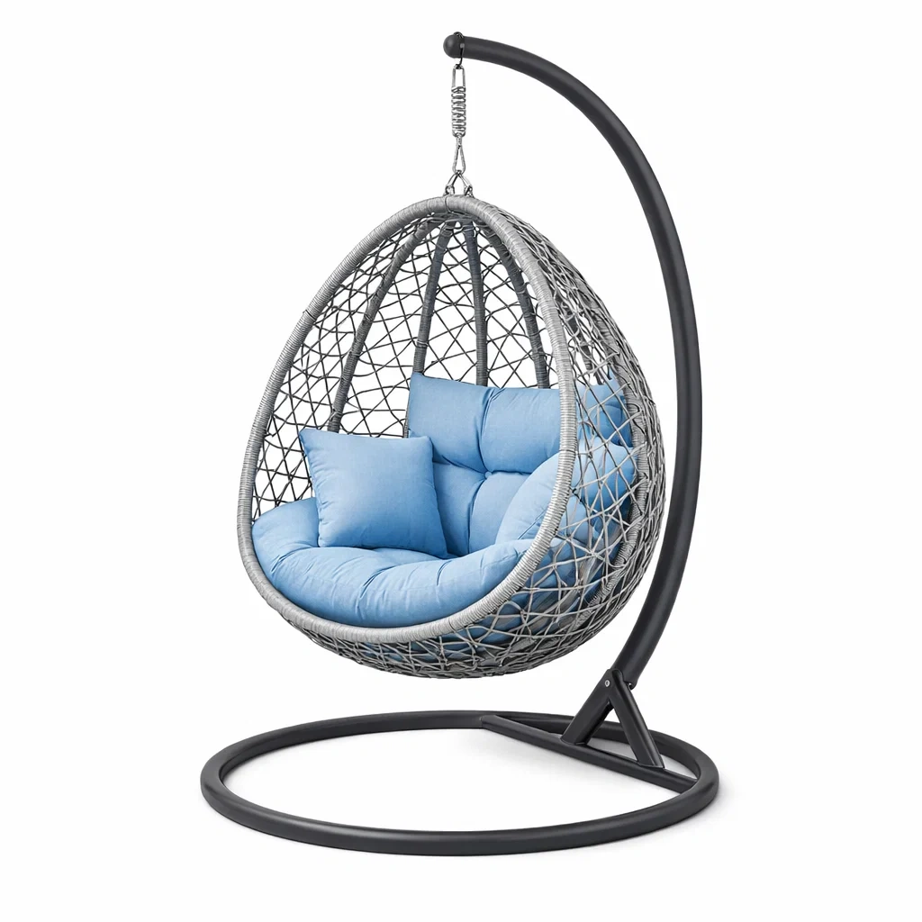 Hanging Egg Chair with Stand C Grey-roommeld