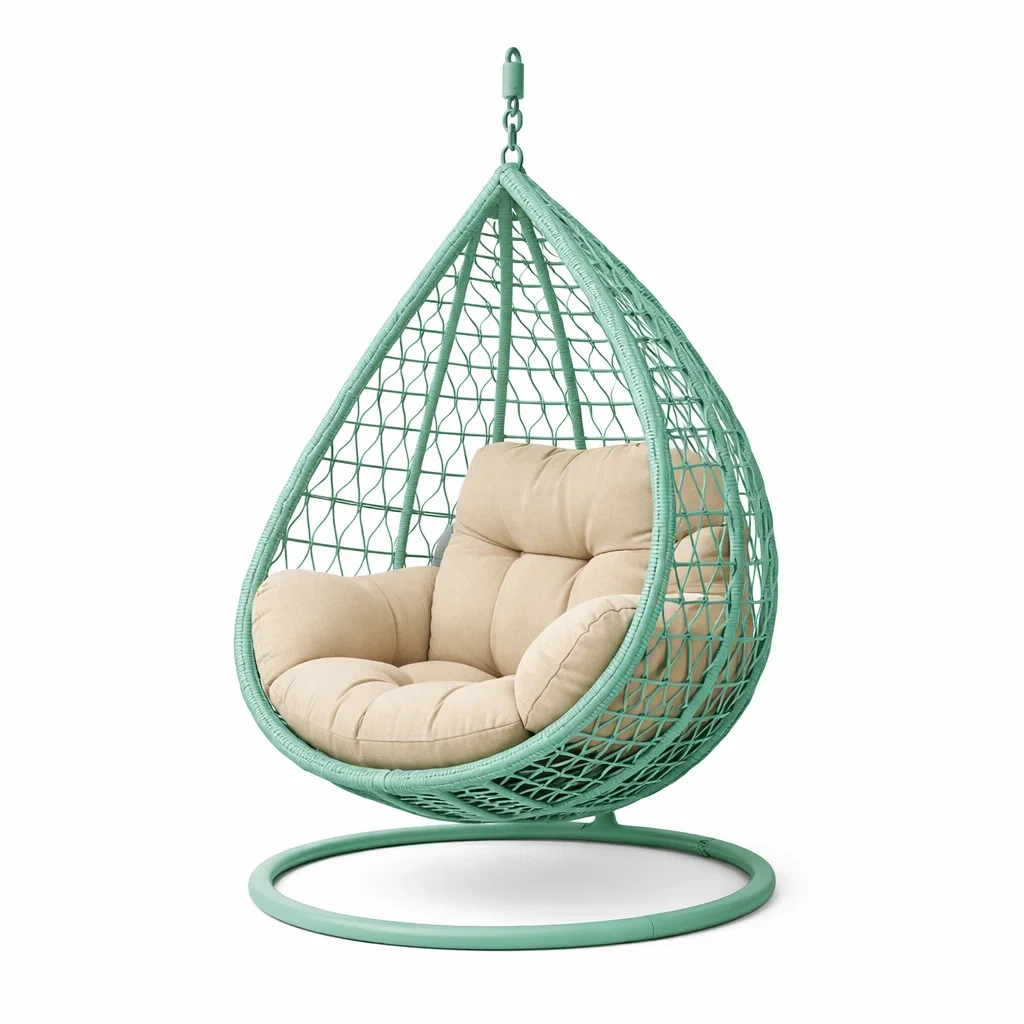 Hanging Egg Chair with Stand C Mint Green-roommeld