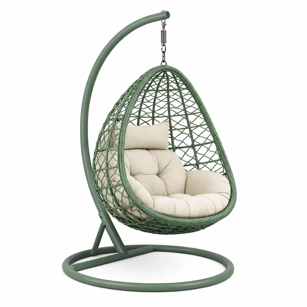 Hanging Egg Chair with Stand C Olive Green-roommeld