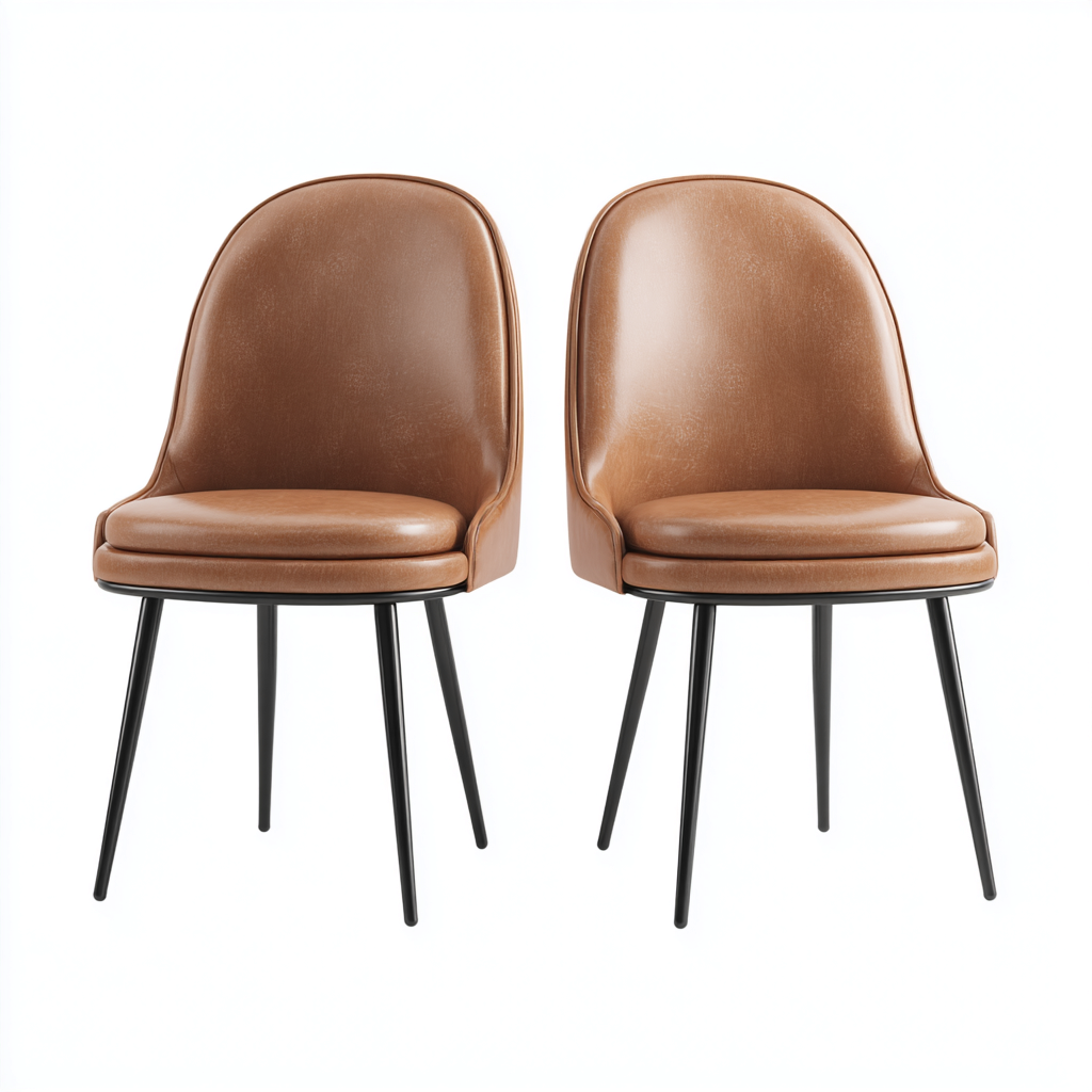 Dining Chair Upholstered Seat Metal Legs 55x52x85 cm - Brown - Modern Dining Room Design-Nestupbay