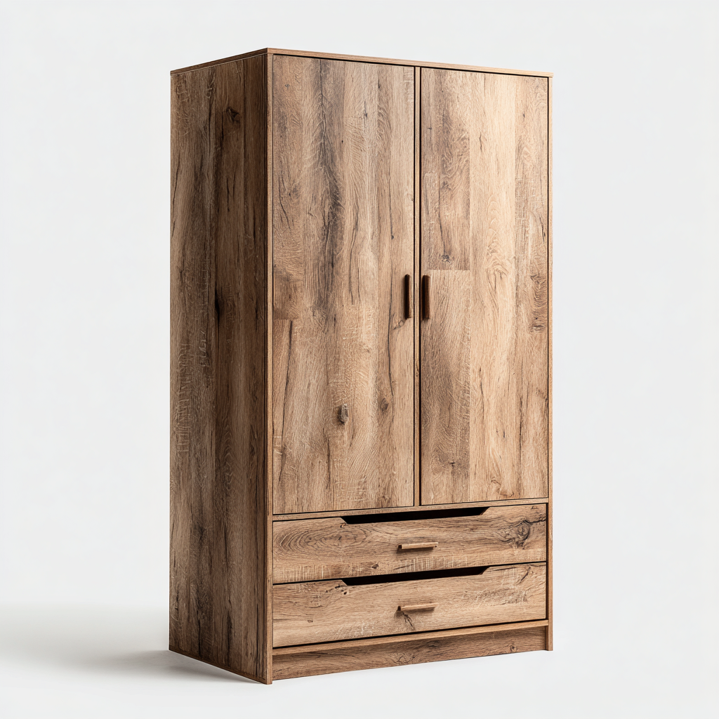 Wardrobes Wood Effect Finish 100x55x190 cm - Brown - Rustic Bedroom Storage Design-Nestupbay