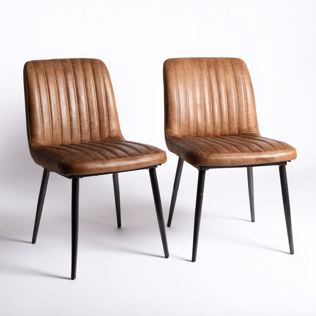 Dining Chair faux leather upholstered 45x55x85 cm - brown - modern dining seating-Nestupbay