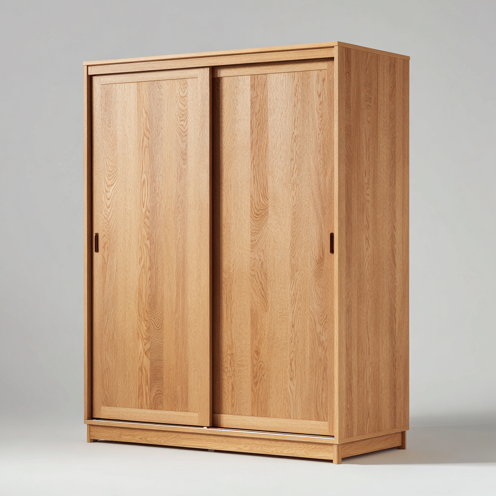 Wardrobes Sliding Door Wooden Cabinet 180x60x200 cm - Natural Wood - Modern Bedroom Storage-Nestupbay