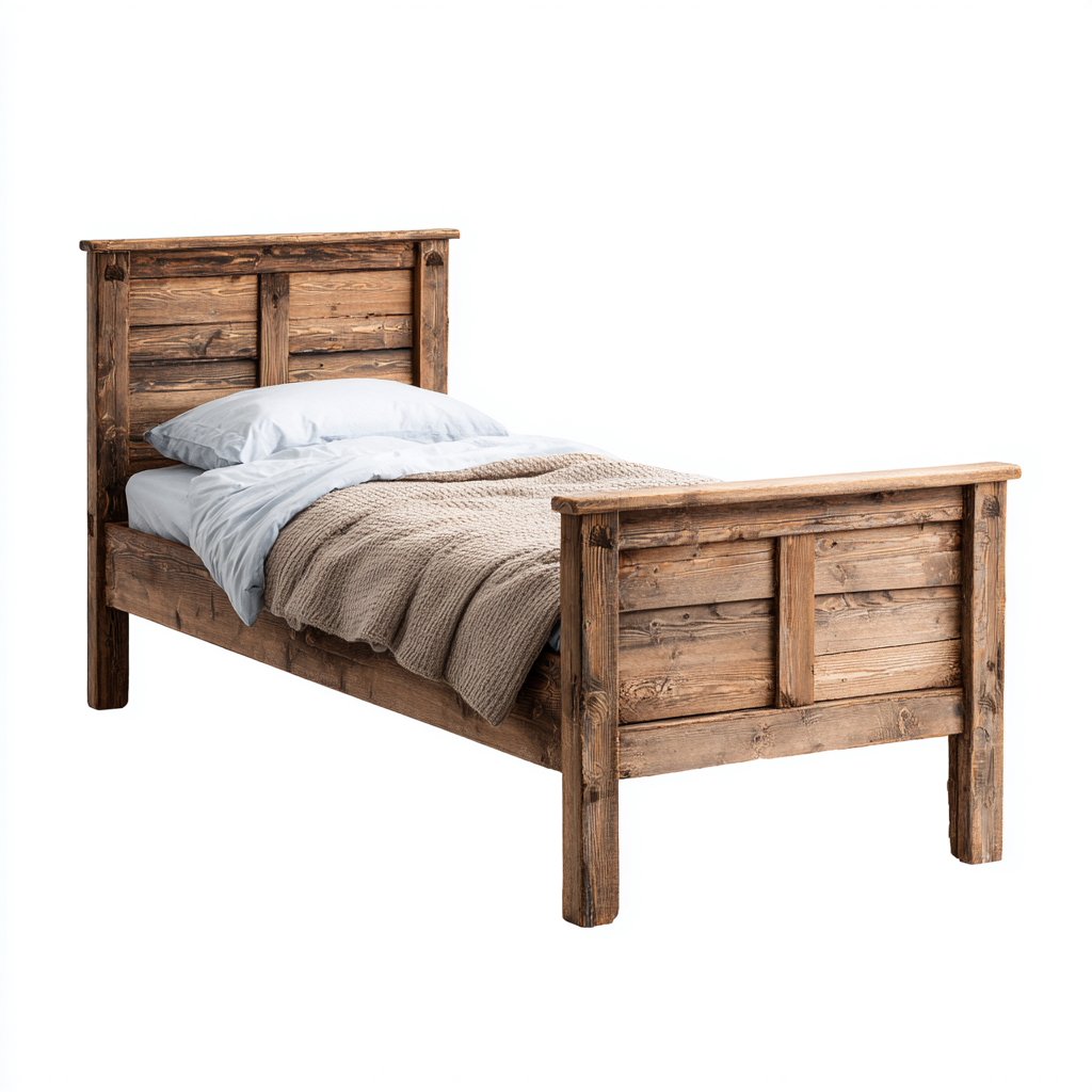 Single Beds Solid Wood Frame 200x100x95 cm - Brown - Rustic Bedroom Design-Nestupbay