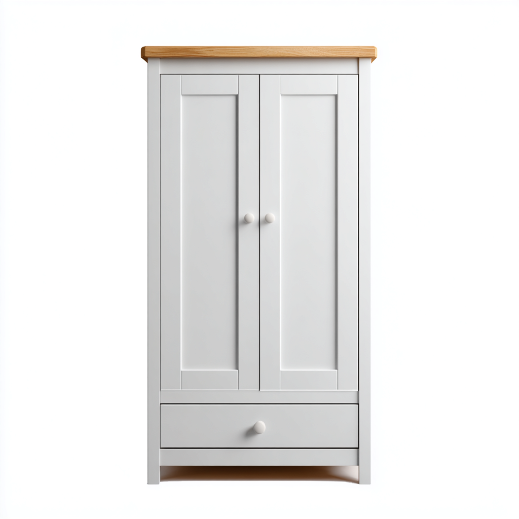 Wardrobes wood structure 90x50x180 cm - white-natural wood - classic bedroom storage-Nestupbay