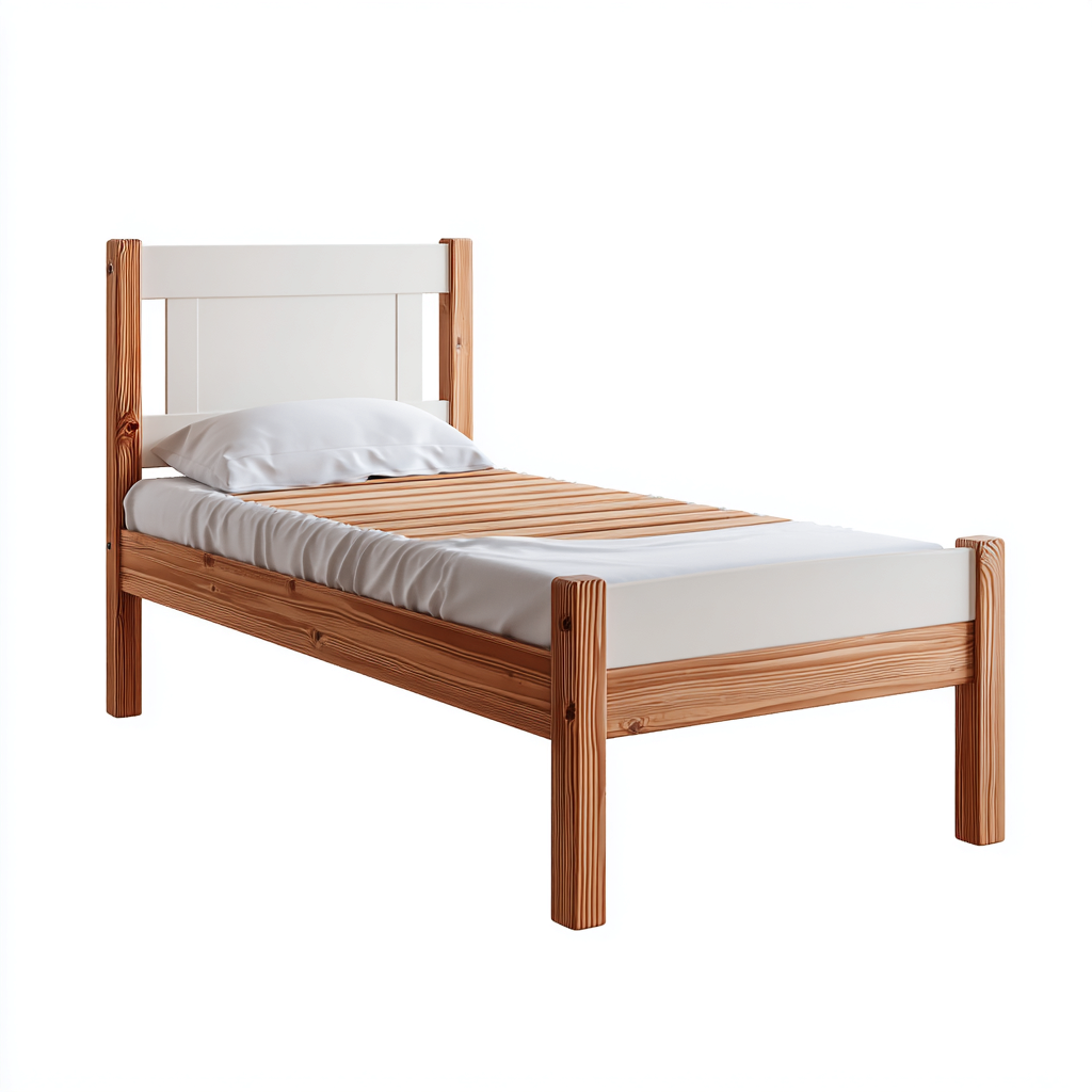Single Bed solid wood frame 200x100x85 cm - natural wood white - modern bedroom design-Nestupbay