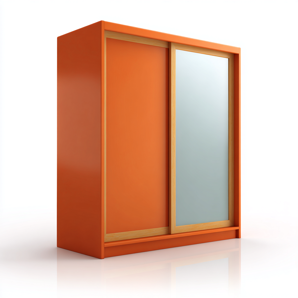 Wardrobes Sliding Door Storage Cabinet 160x60x200 cm - Orange-Natural Wood - Modern Bedroom Storage-Nestupbay