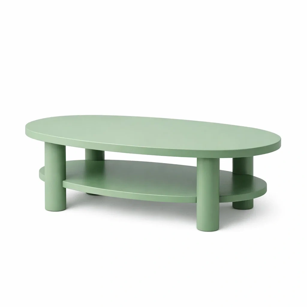 Modern Oval Low Coffee Table Sage Green-furnigrit