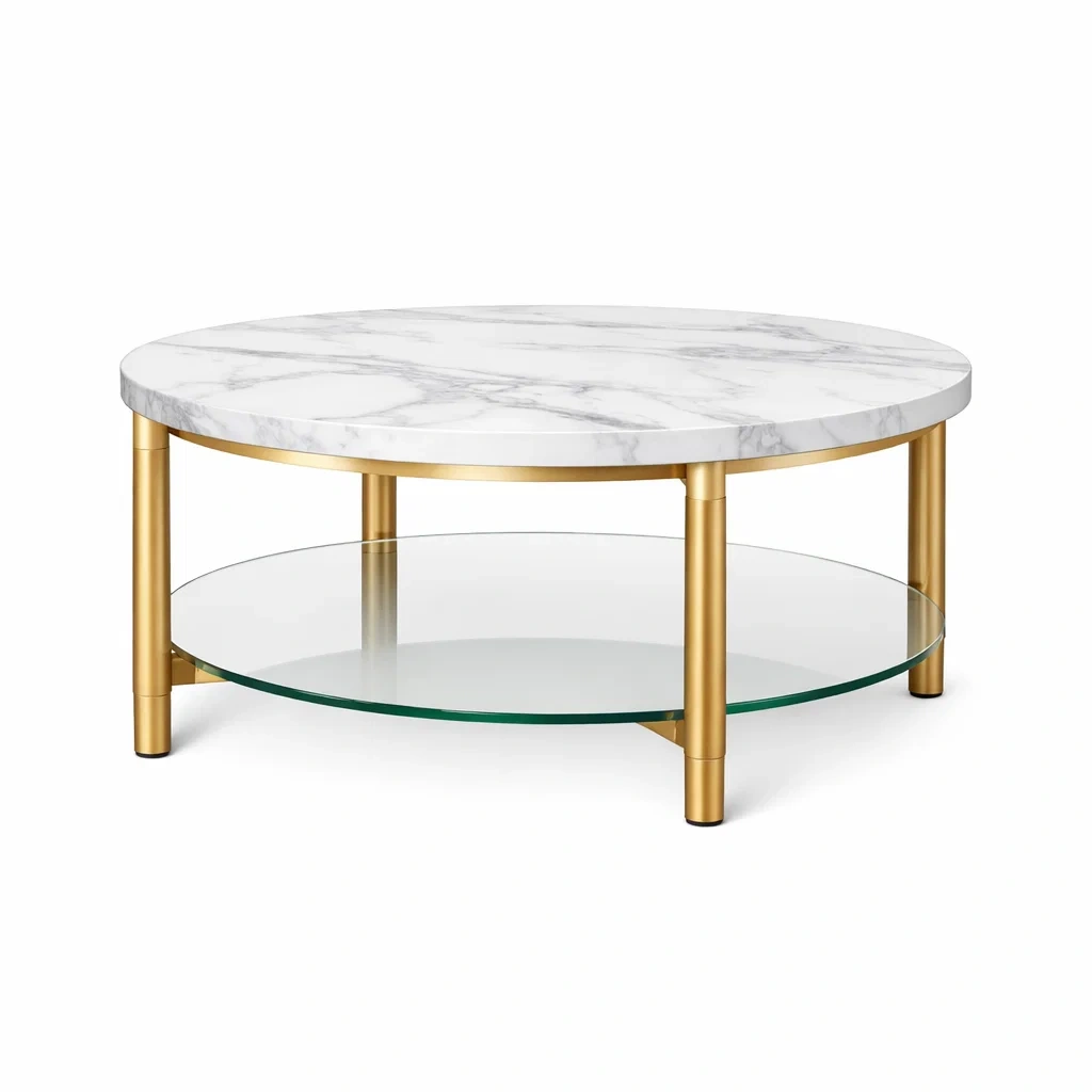 Marble Top Round Coffee Table White Marble-furnigrit