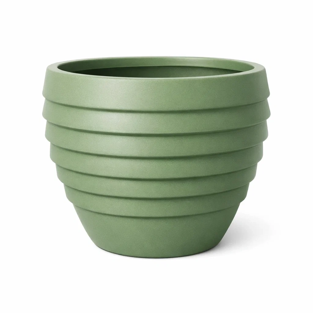 Textured Tapered Outdoor Planter Olive Green-furnigrit