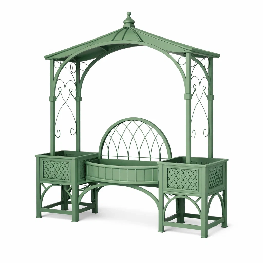 Canopy Style Garden Bench with Planters-furnigrit